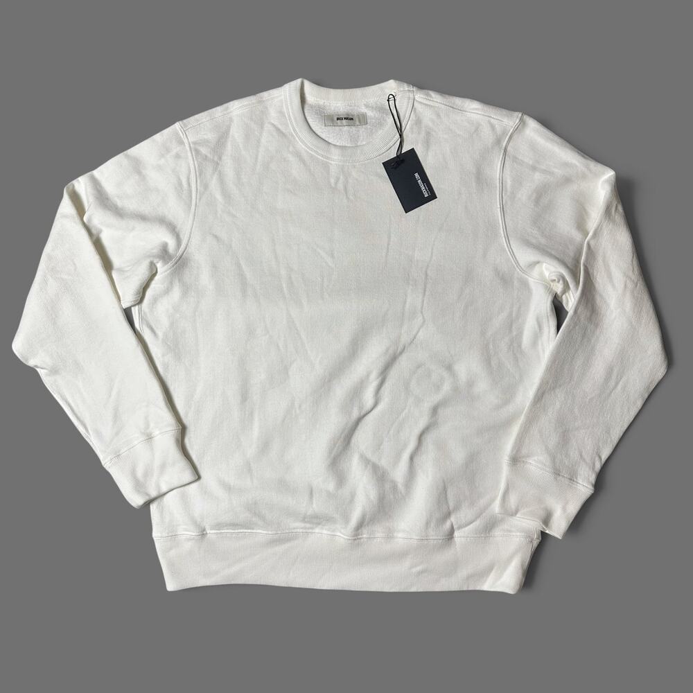 Buck Mason Interloop Crew Sweatshirt Mens Size L Vintage White Pullover NWT